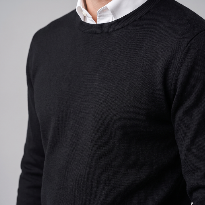 Zachariah | Sleek Fine Knit Crew Neck Jumper for Men