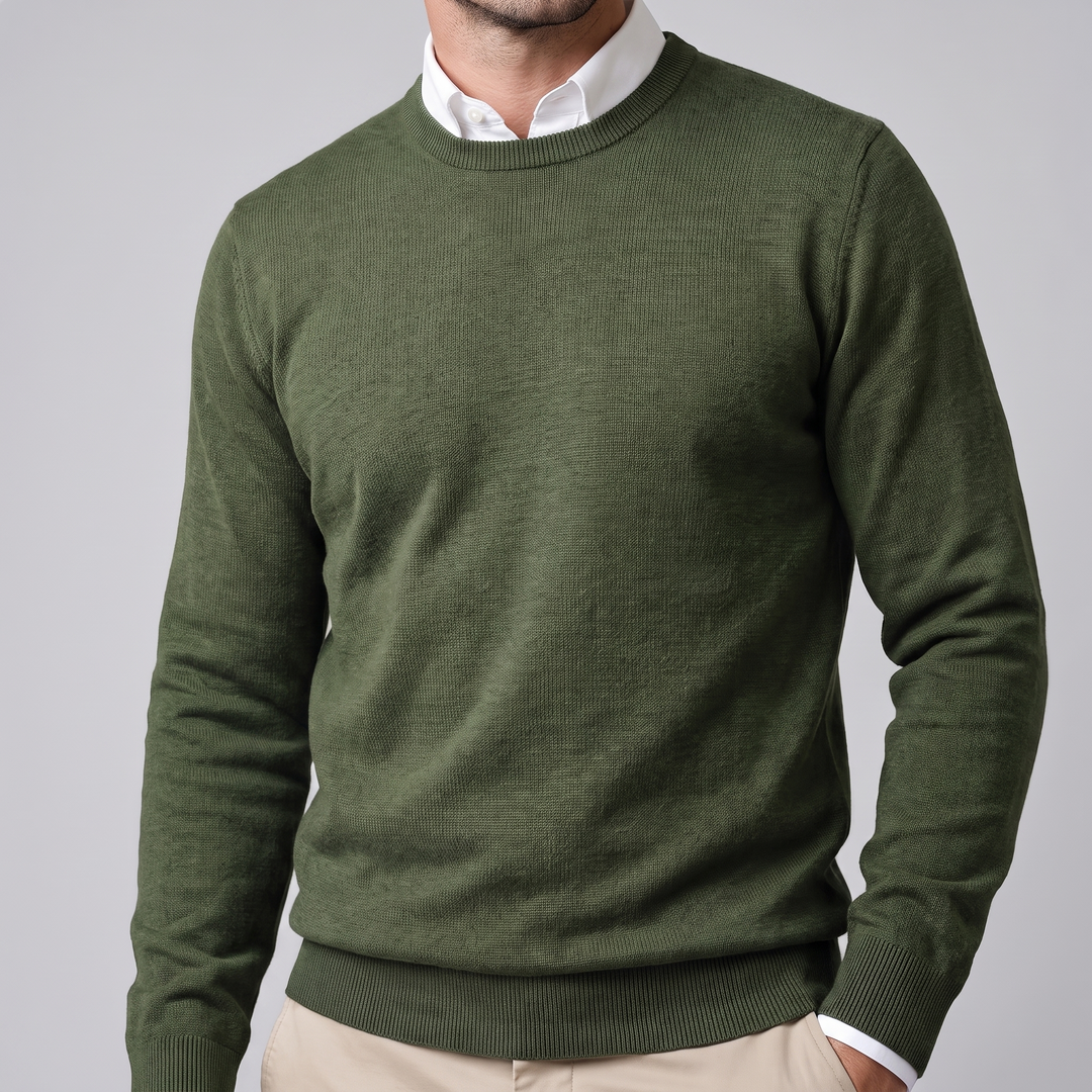 Zachariah | Sleek Fine Knit Crew Neck Jumper for Men