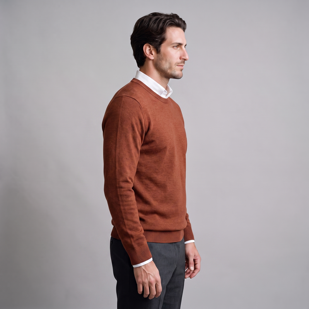Zachariah | Sleek Fine Knit Crew Neck Jumper for Men