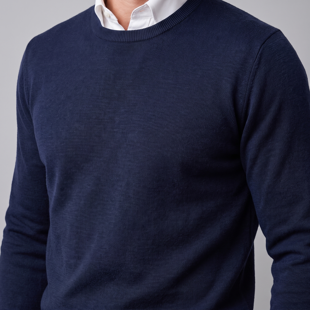 Zachariah | Sleek Fine Knit Crew Neck Jumper for Men