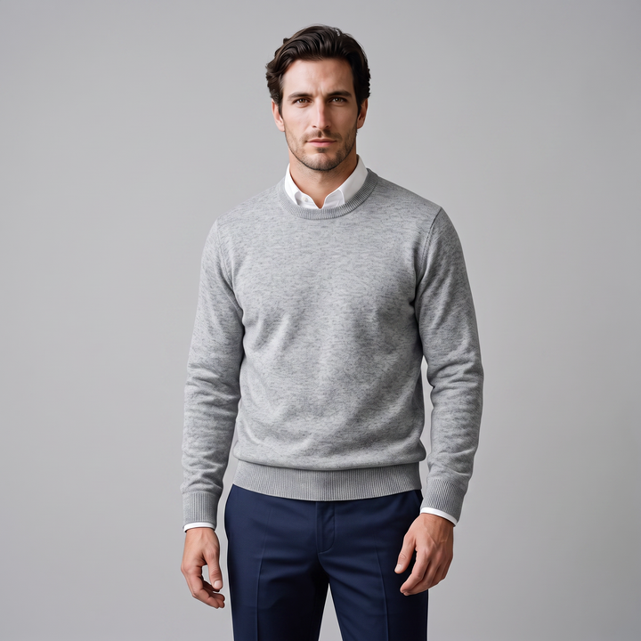 Zachariah | Sleek Fine Knit Crew Neck Jumper for Men