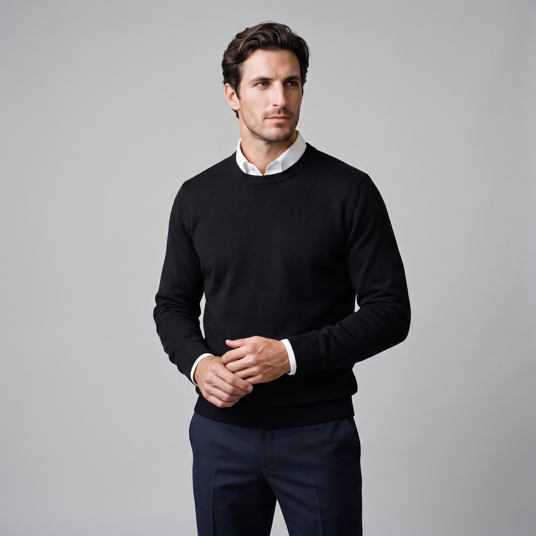 Zachariah | Sleek Fine Knit Crew Neck Jumper for Men
