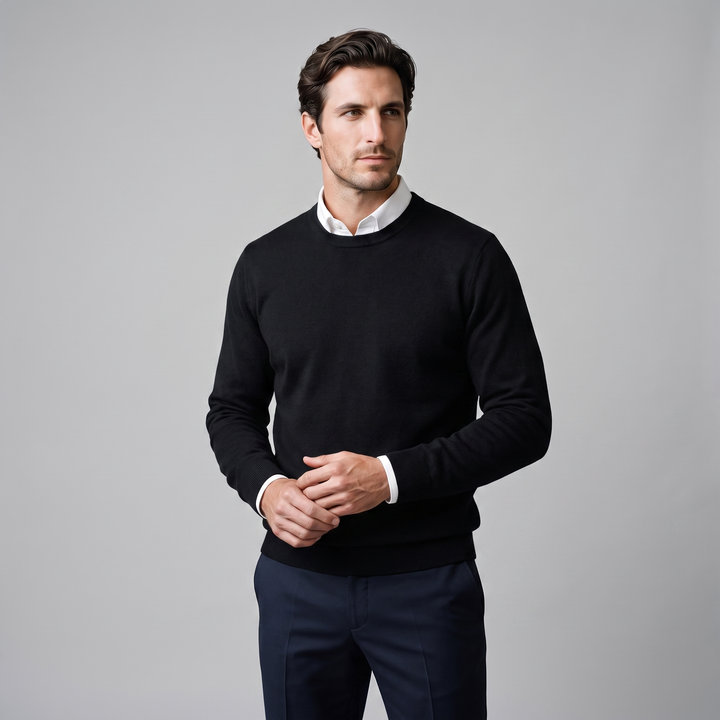 Zachariah | Sleek Fine Knit Crew Neck Jumper for Men