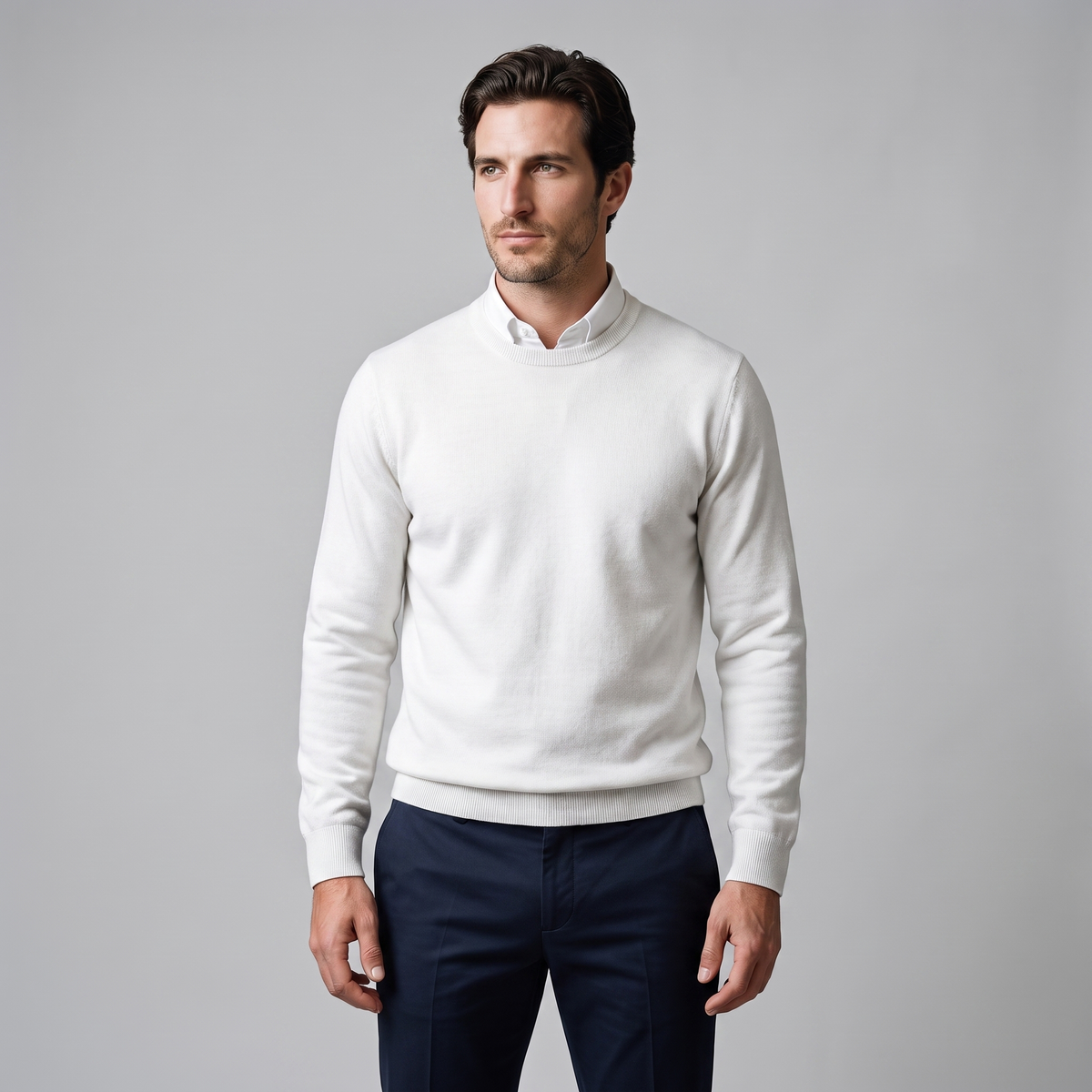 Zachariah | Sleek Fine Knit Crew Neck Jumper for Men