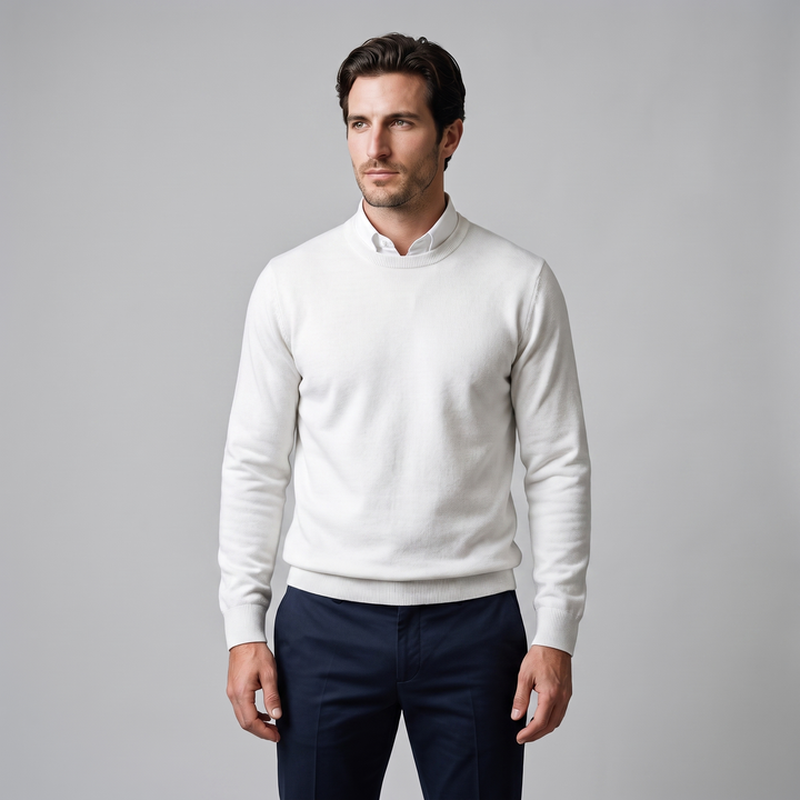 Zachariah | Sleek Fine Knit Crew Neck Jumper for Men