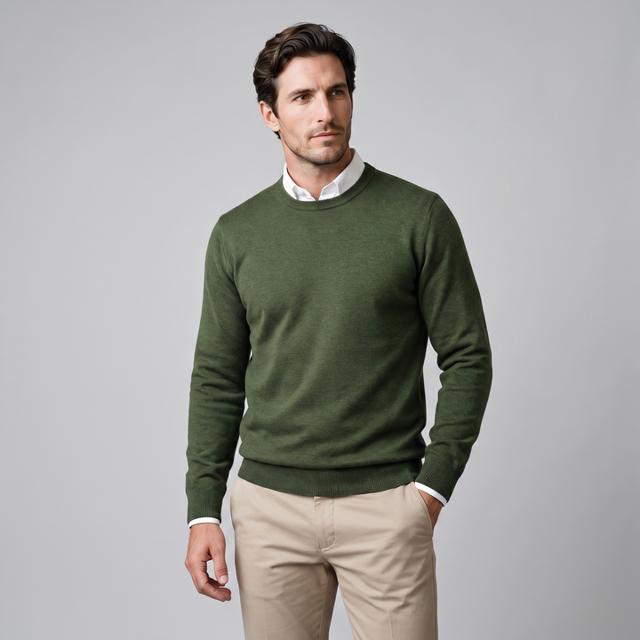 Zachariah | Sleek Fine Knit Crew Neck Jumper for Men