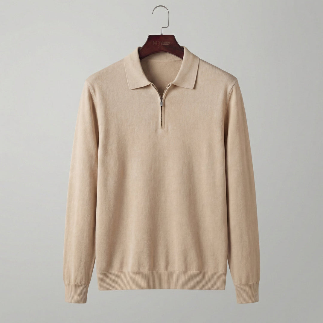 Merle | Relaxed Long Sleeve Polo Sweater Quarter Zip