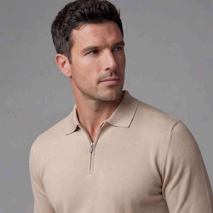 Merle | Relaxed Long Sleeve Polo Sweater Quarter Zip