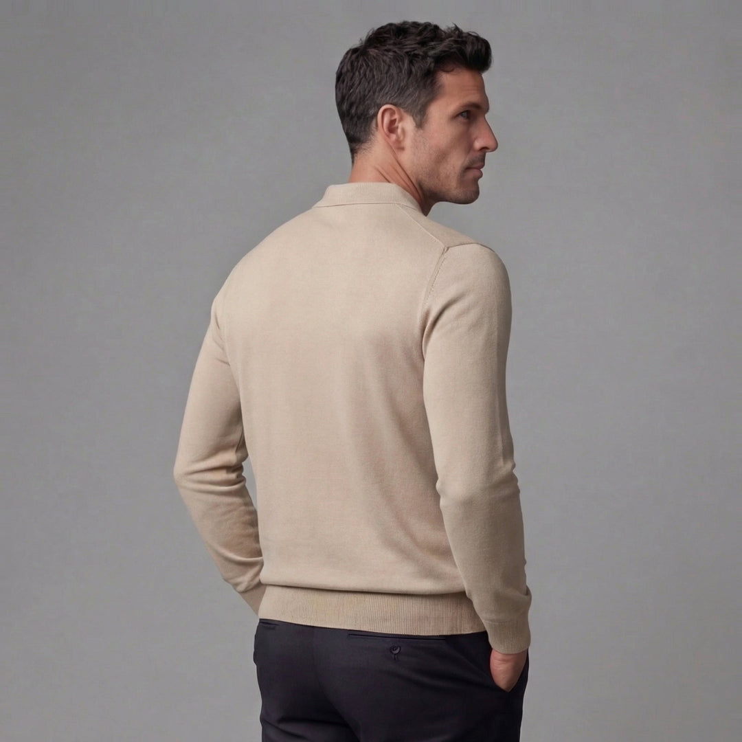Merle | Relaxed Long Sleeve Polo Sweater Quarter Zip
