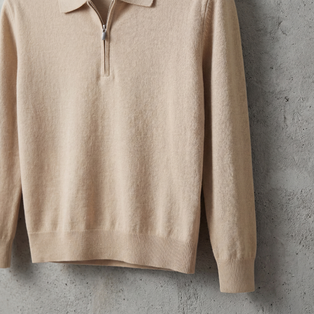 Merle | Relaxed Long Sleeve Polo Sweater Quarter Zip