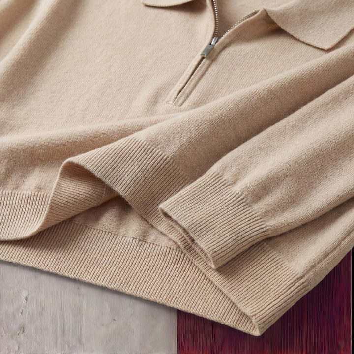 Merle | Relaxed Long Sleeve Polo Sweater Quarter Zip