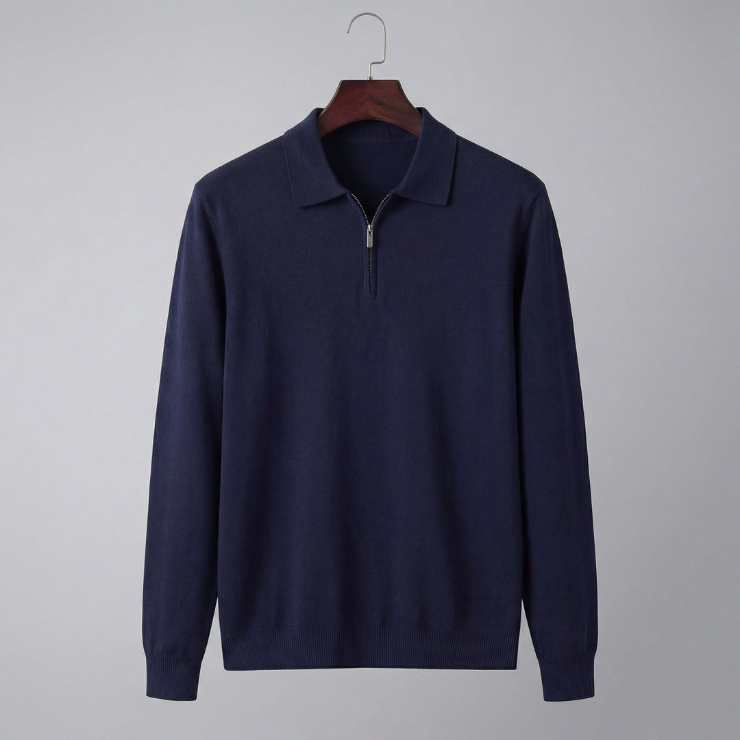 Merle | Relaxed Long Sleeve Polo Sweater Quarter Zip