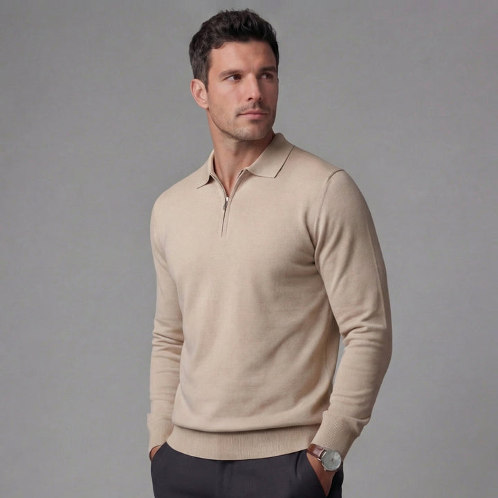 Merle | Relaxed Long Sleeve Polo Sweater Quarter Zip