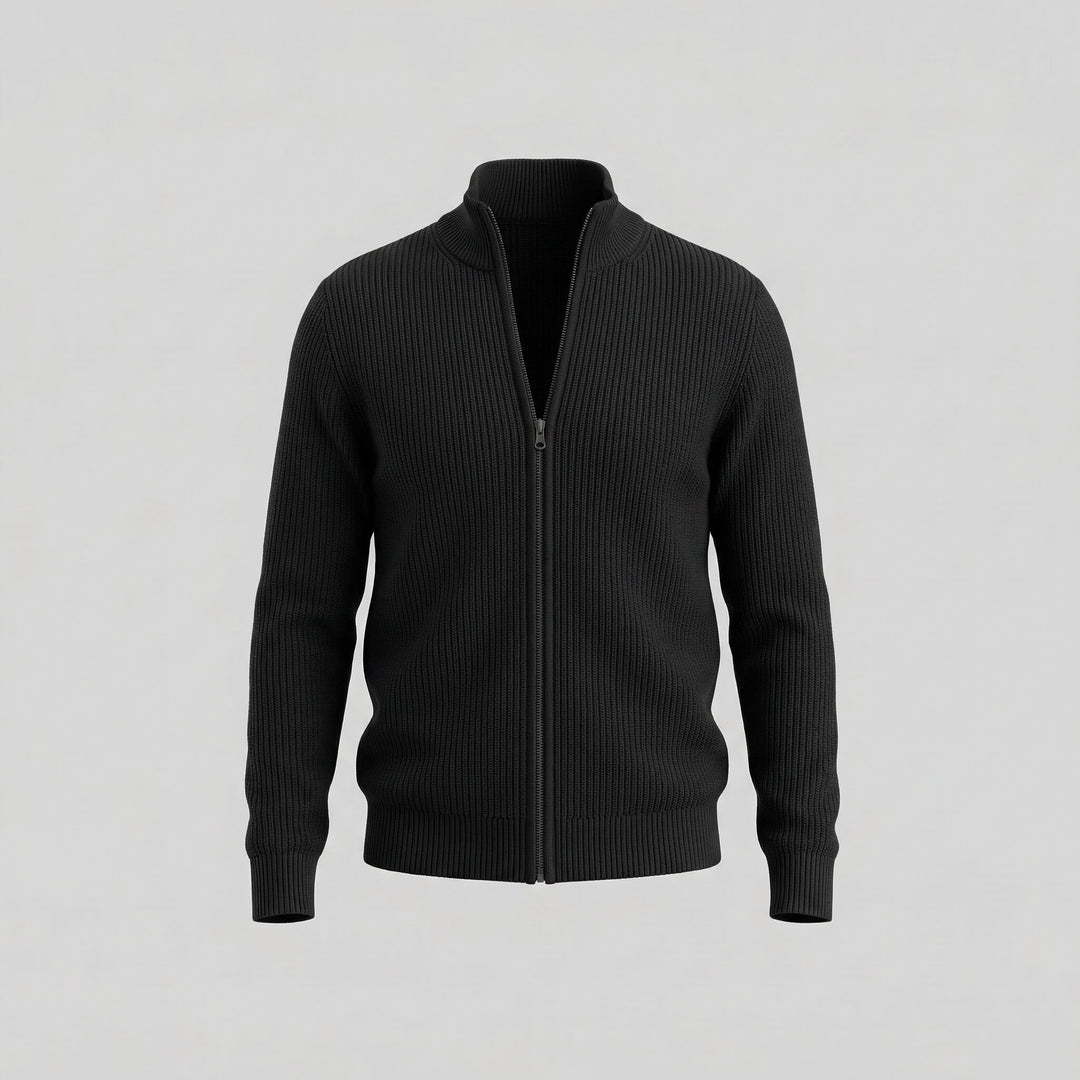 Miles | Classic Zip-Up Ribbed Knit Cardigan for Men