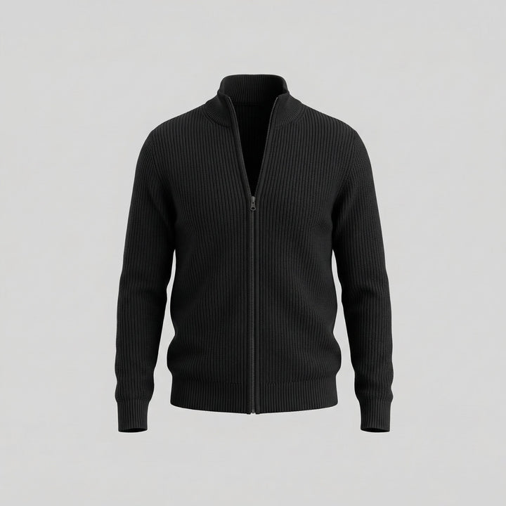 Miles | Classic Zip-Up Ribbed Knit Cardigan for Men