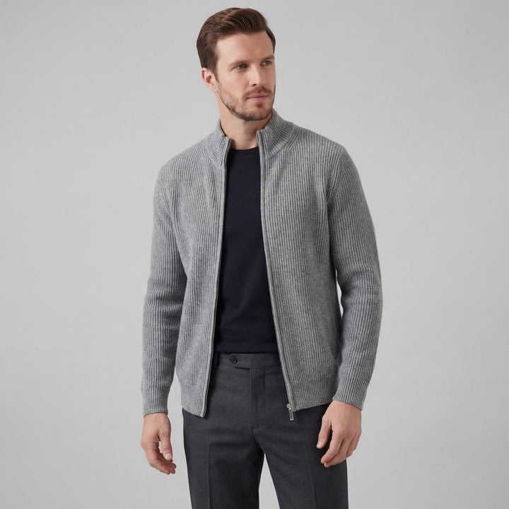 Miles | Classic Zip-Up Ribbed Knit Cardigan for Men