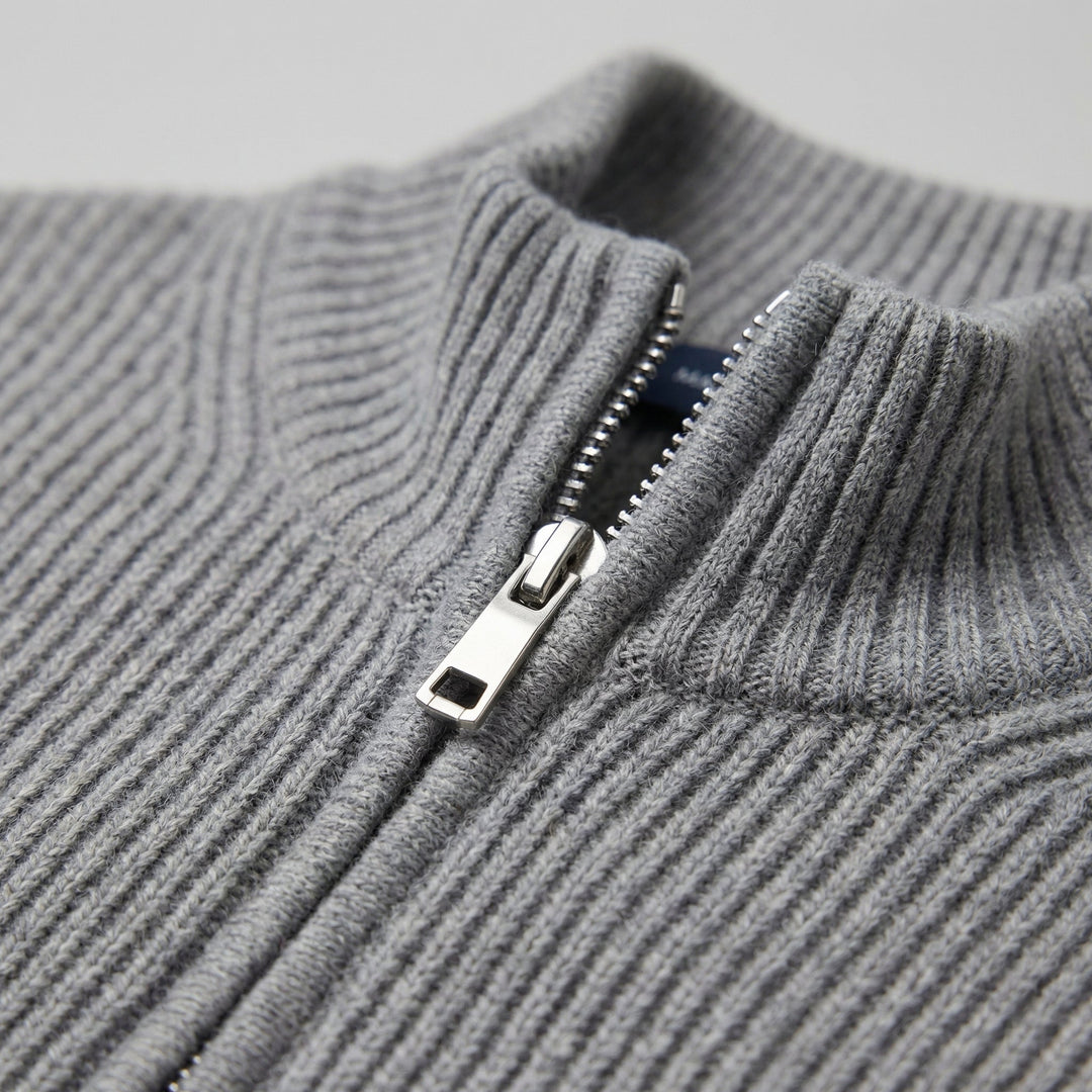 Miles | Classic Zip-Up Ribbed Knit Cardigan for Men
