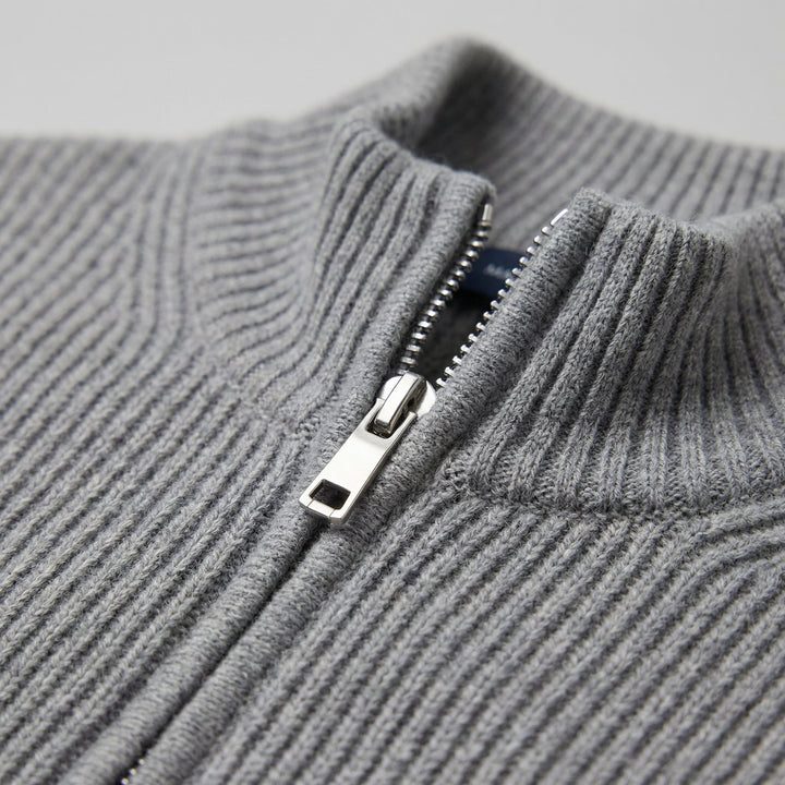 Miles | Classic Zip-Up Ribbed Knit Cardigan for Men