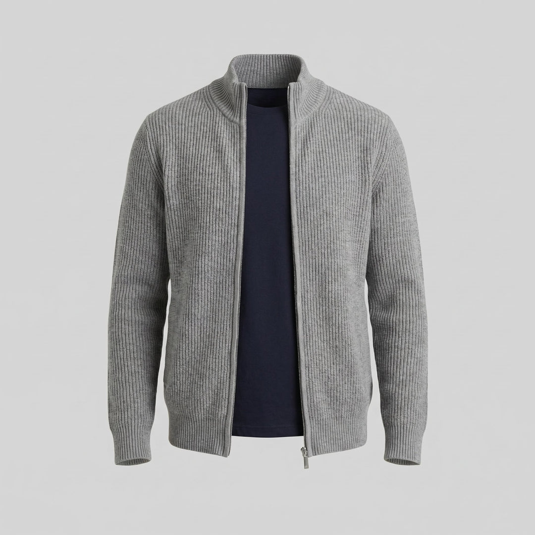 Miles | Classic Zip-Up Ribbed Knit Cardigan for Men
