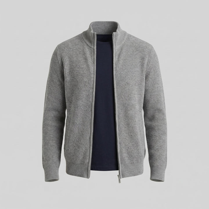 Miles | Classic Zip-Up Ribbed Knit Cardigan for Men
