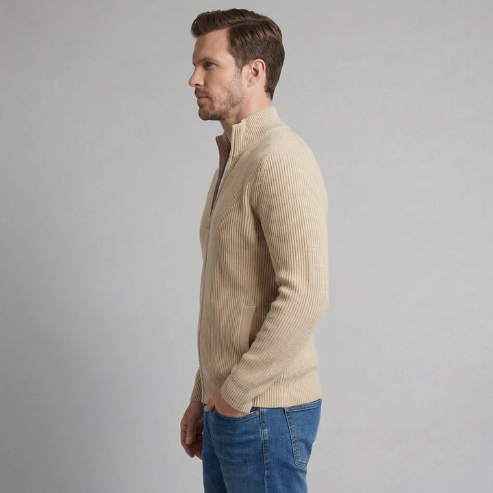 Miles | Classic Zip-Up Ribbed Knit Cardigan for Men