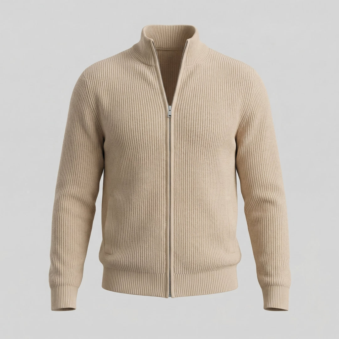Miles | Classic Zip-Up Ribbed Knit Cardigan for Men