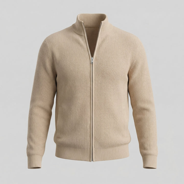 Miles | Classic Zip-Up Ribbed Knit Cardigan for Men