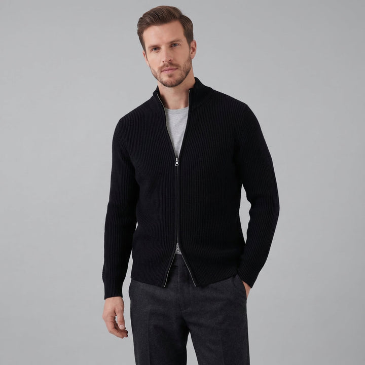 Miles | Classic Zip-Up Ribbed Knit Cardigan for Men