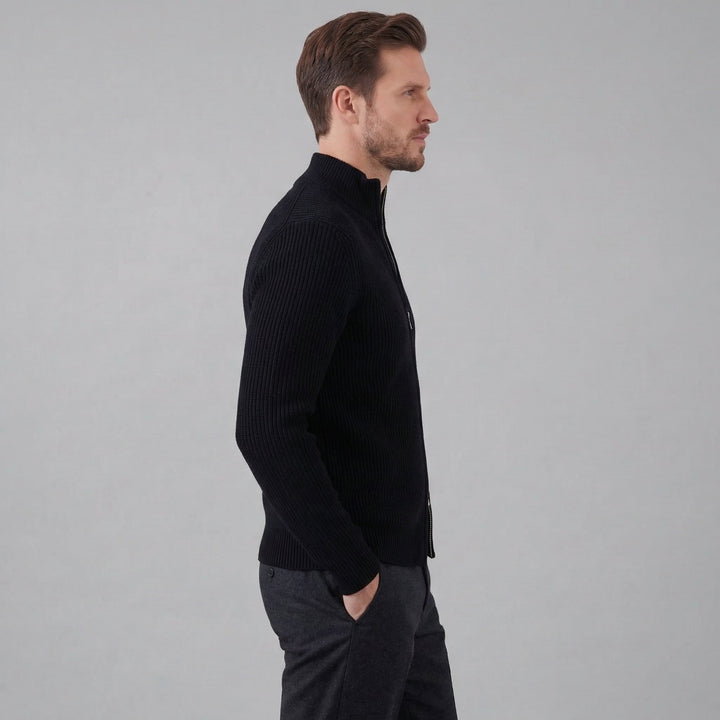 Miles | Classic Zip-Up Ribbed Knit Cardigan for Men