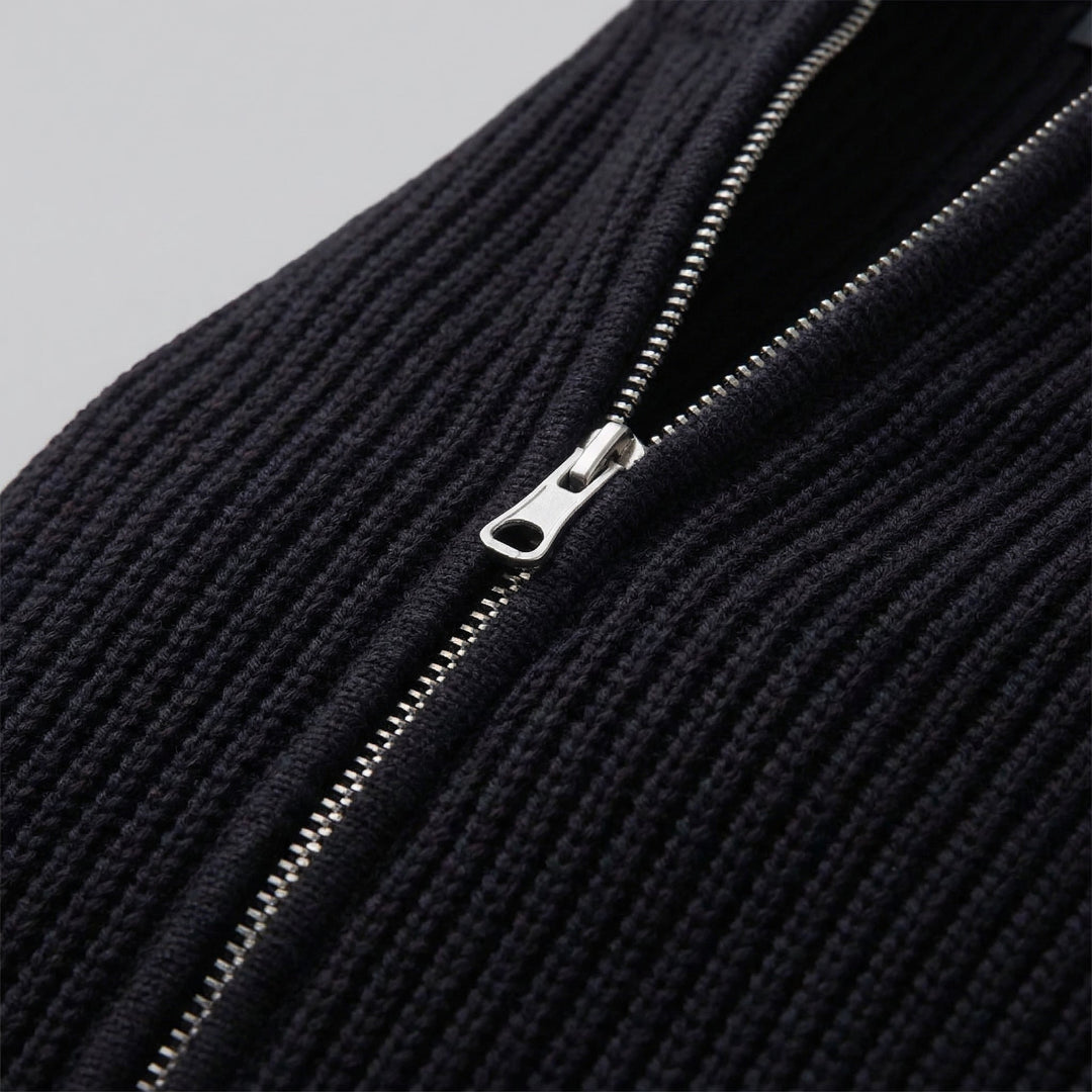 Miles | Classic Zip-Up Ribbed Knit Cardigan for Men
