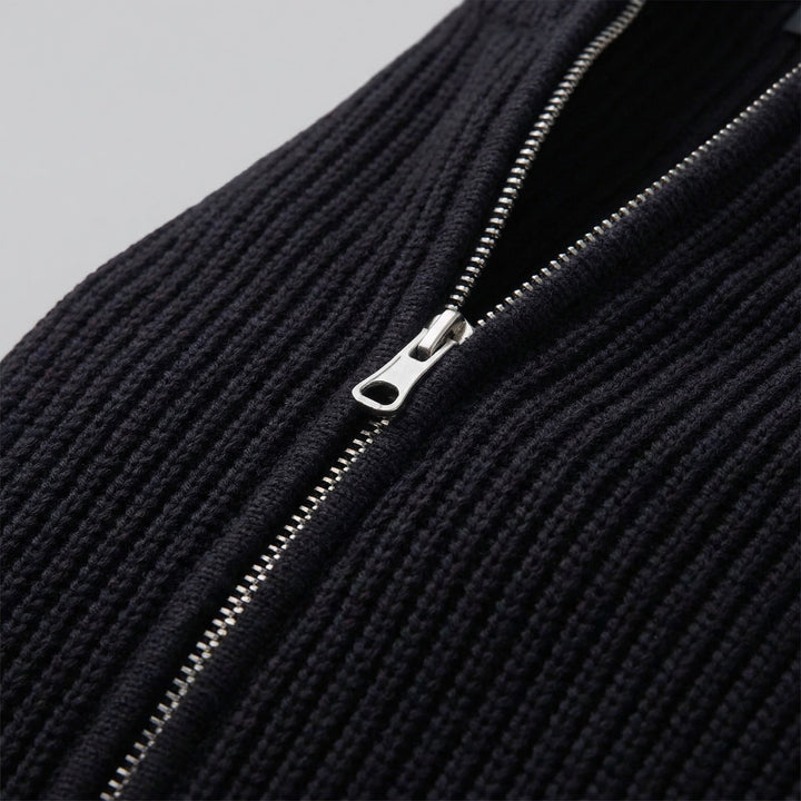 Miles | Classic Zip-Up Ribbed Knit Cardigan for Men