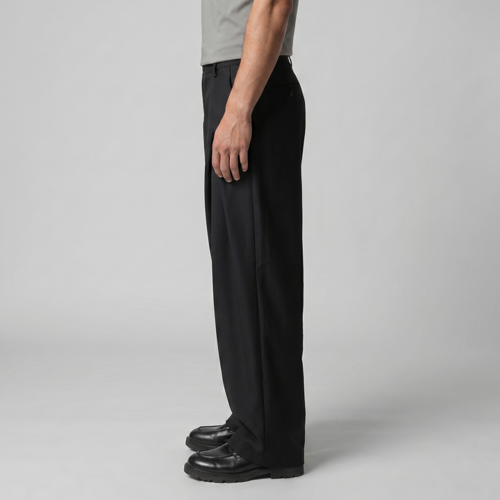 Men's Pleated Wide-Leg Tailored Trousers