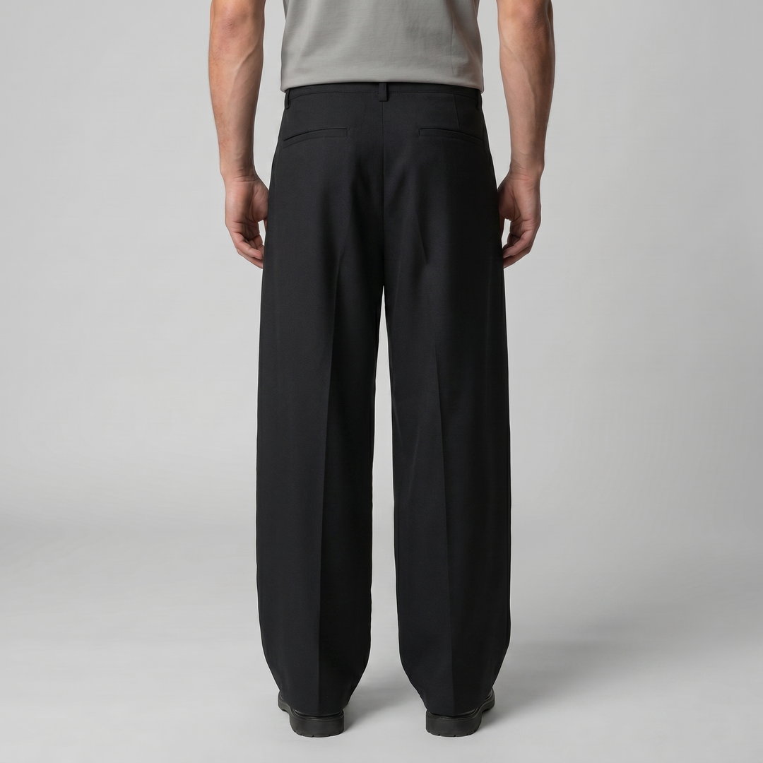 Men's Pleated Wide-Leg Tailored Trousers