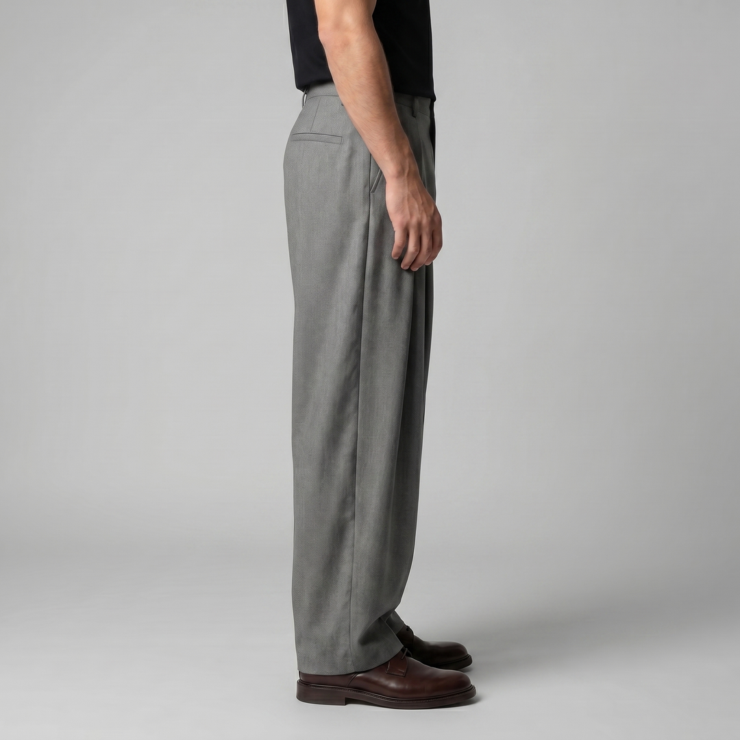 Men's Pleated Wide-Leg Tailored Trousers