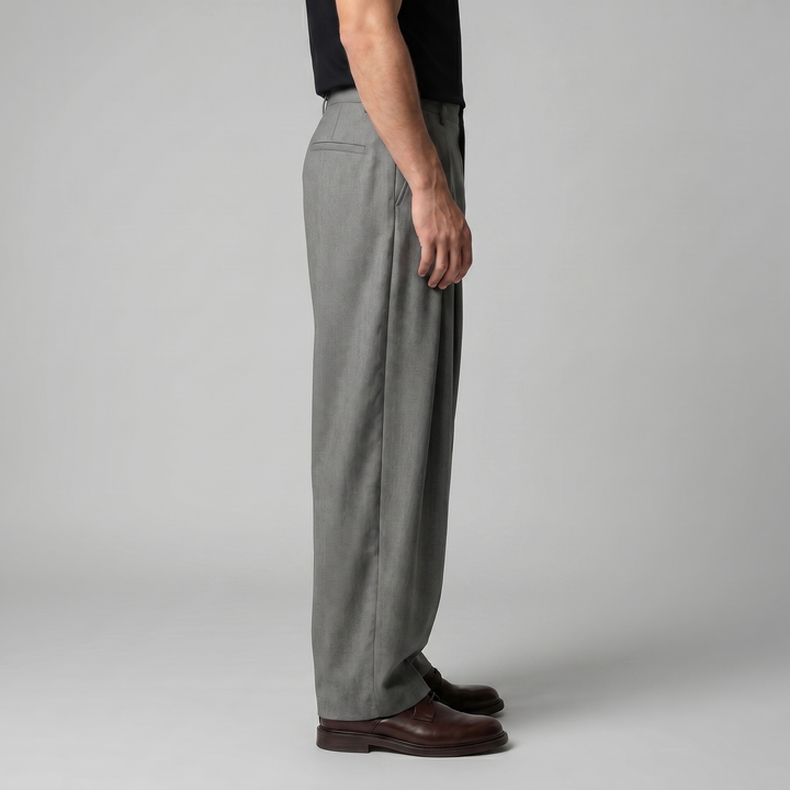 Men's Pleated Wide-Leg Tailored Trousers