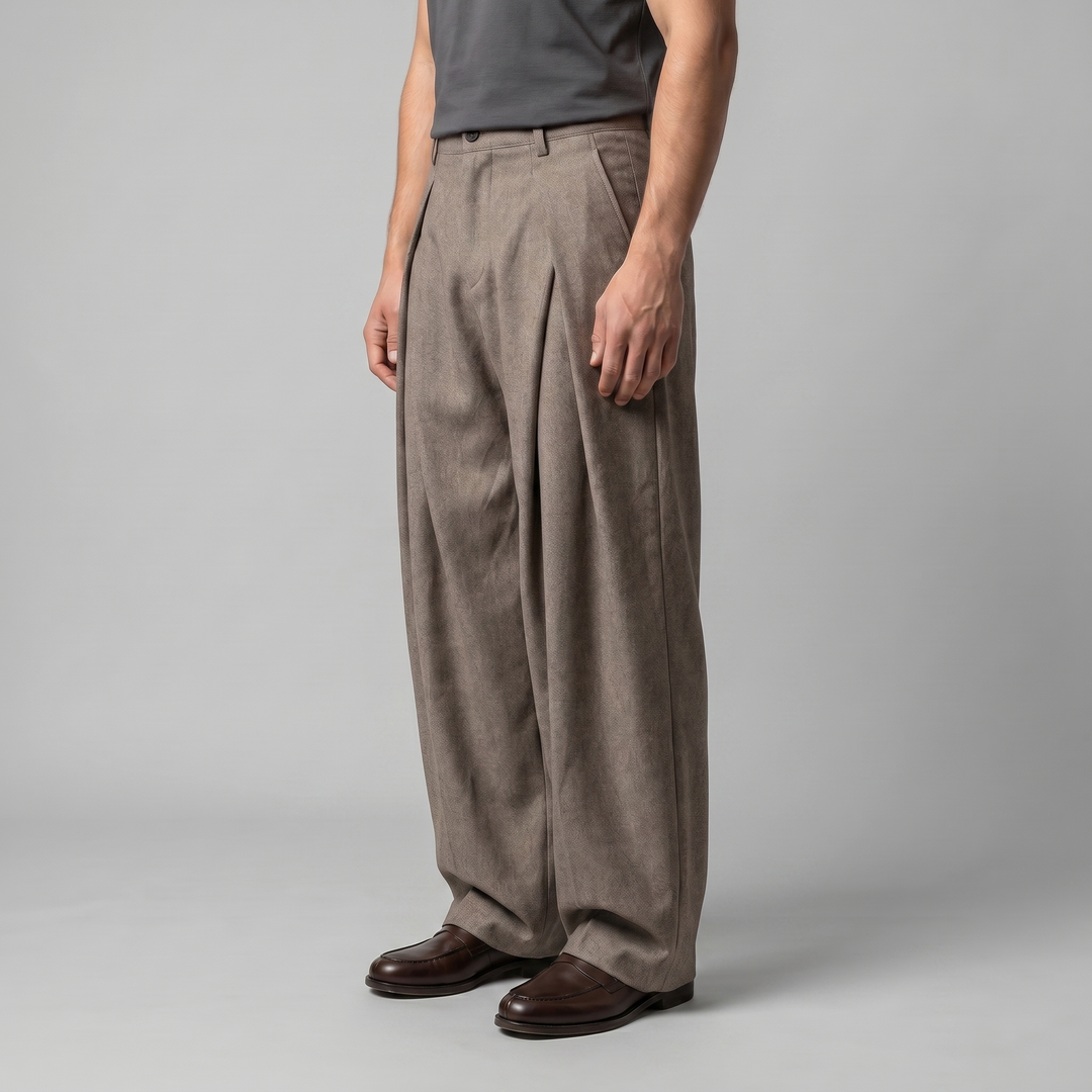 Men's Pleated Wide-Leg Tailored Trousers