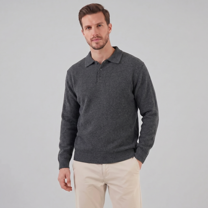 Parker | Relaxed Polo Sweater Men Long Sleeve Knit
