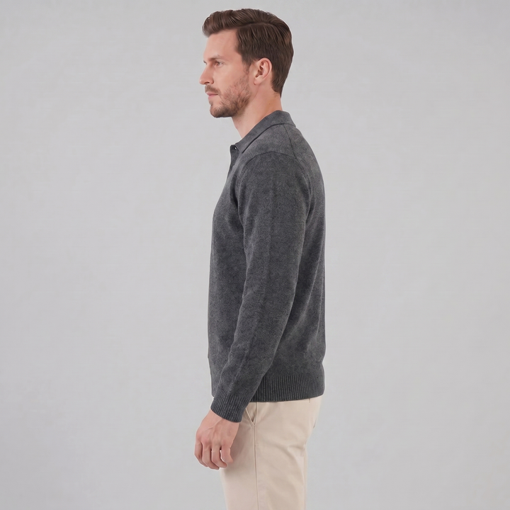 Parker | Relaxed Polo Sweater Men Long Sleeve Knit