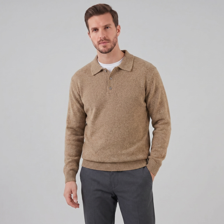 Parker | Relaxed Polo Sweater Men Long Sleeve Knit