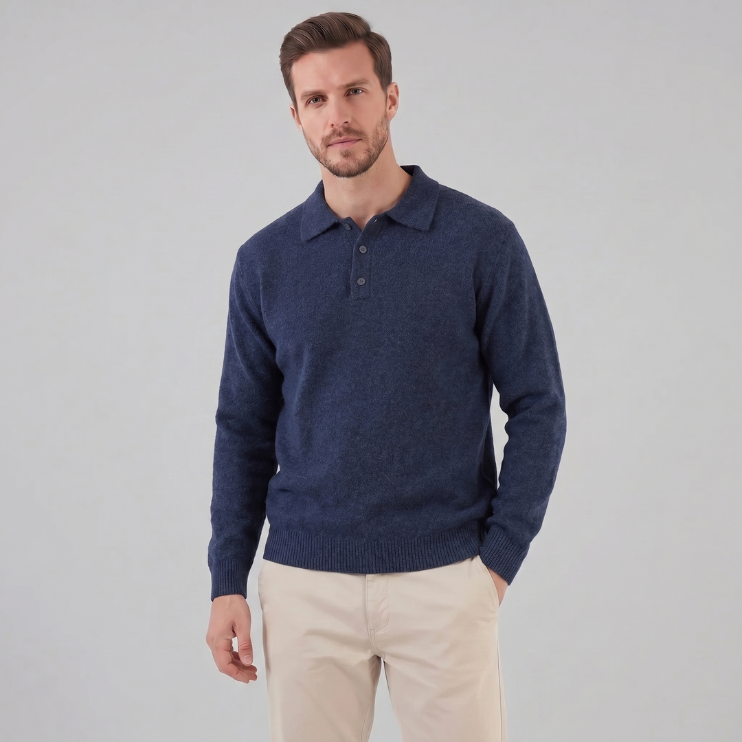 Parker | Relaxed Polo Sweater Men Long Sleeve Knit