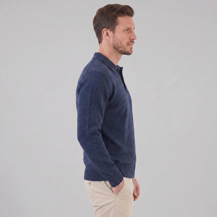 Parker | Relaxed Polo Sweater Men Long Sleeve Knit