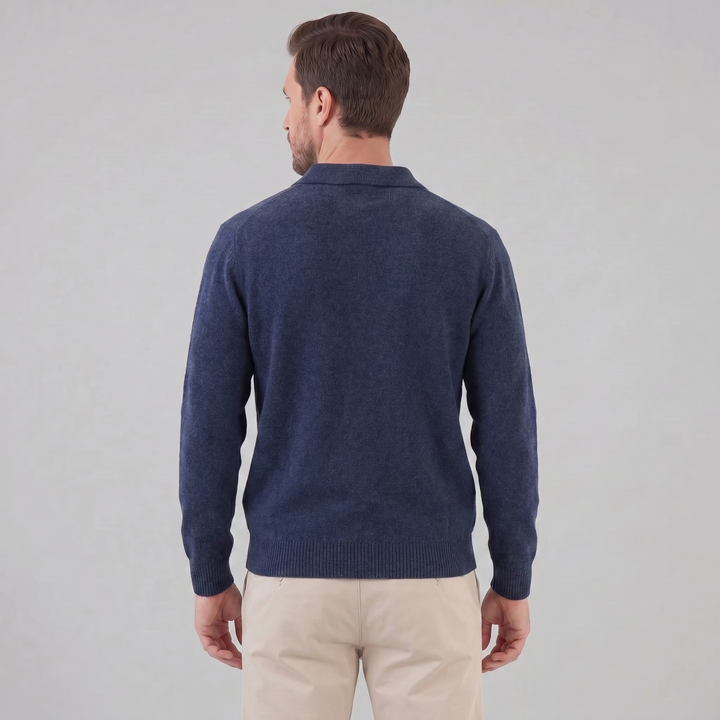Parker | Relaxed Polo Sweater Men Long Sleeve Knit