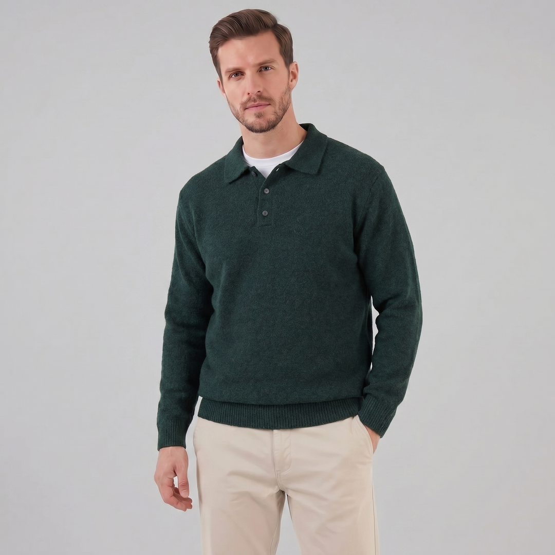 Parker | Relaxed Polo Sweater Men Long Sleeve Knit