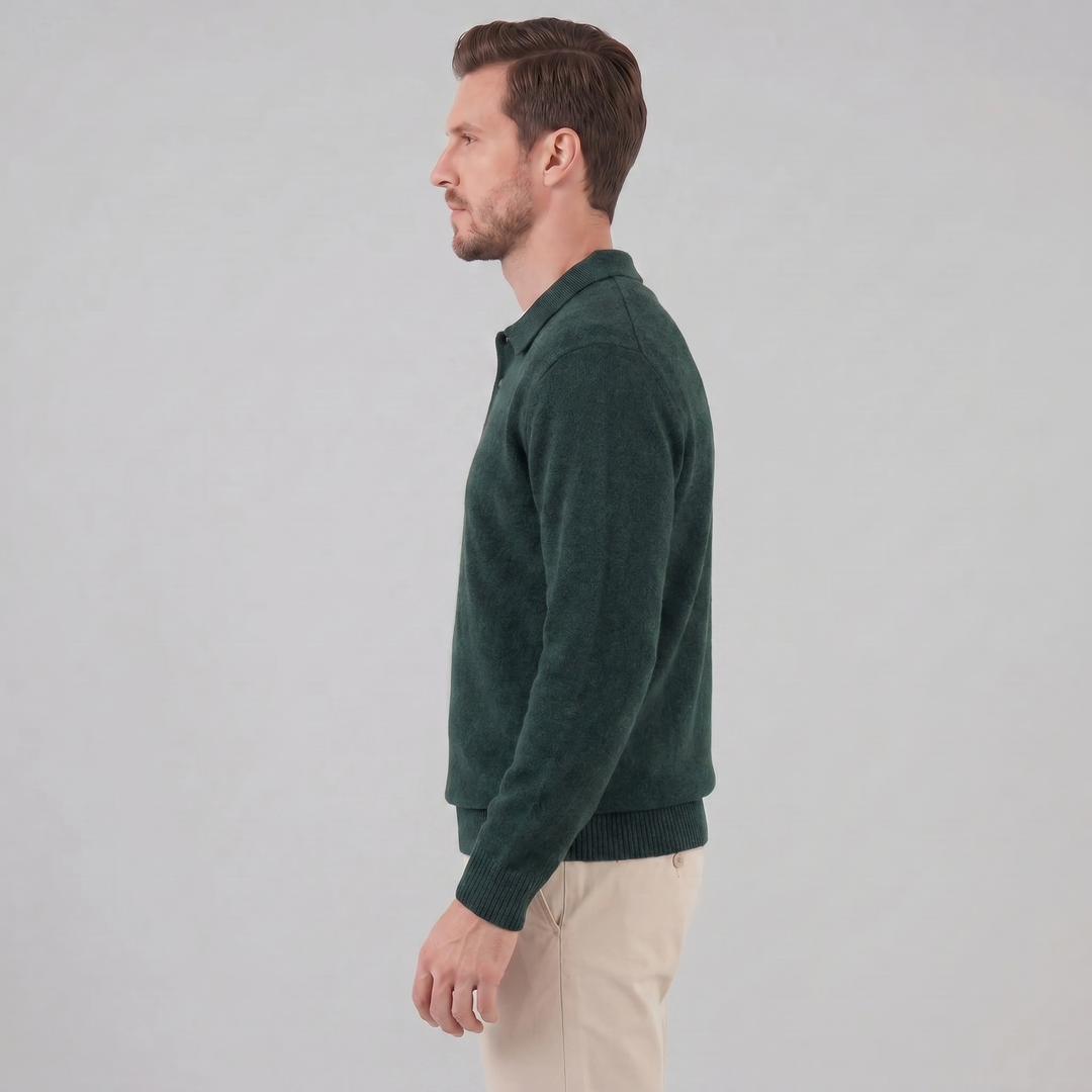 Parker | Relaxed Polo Sweater Men Long Sleeve Knit