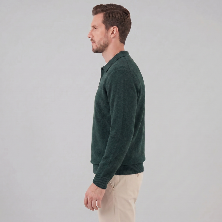 Parker | Relaxed Polo Sweater Men Long Sleeve Knit