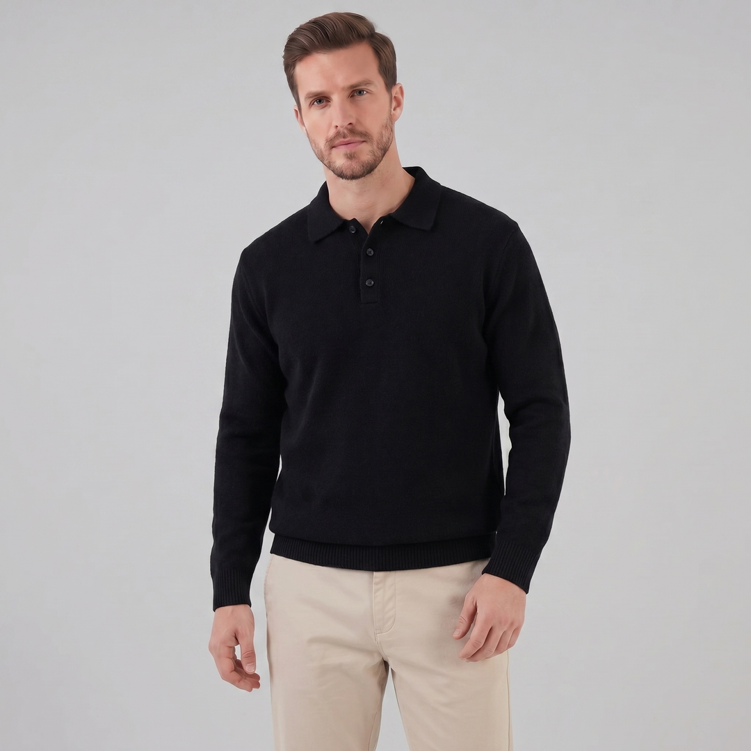 Parker | Relaxed Polo Sweater Men Long Sleeve Knit