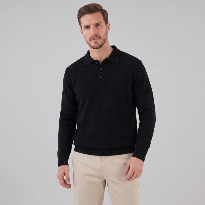 Parker | Relaxed Polo Sweater Men Long Sleeve Knit