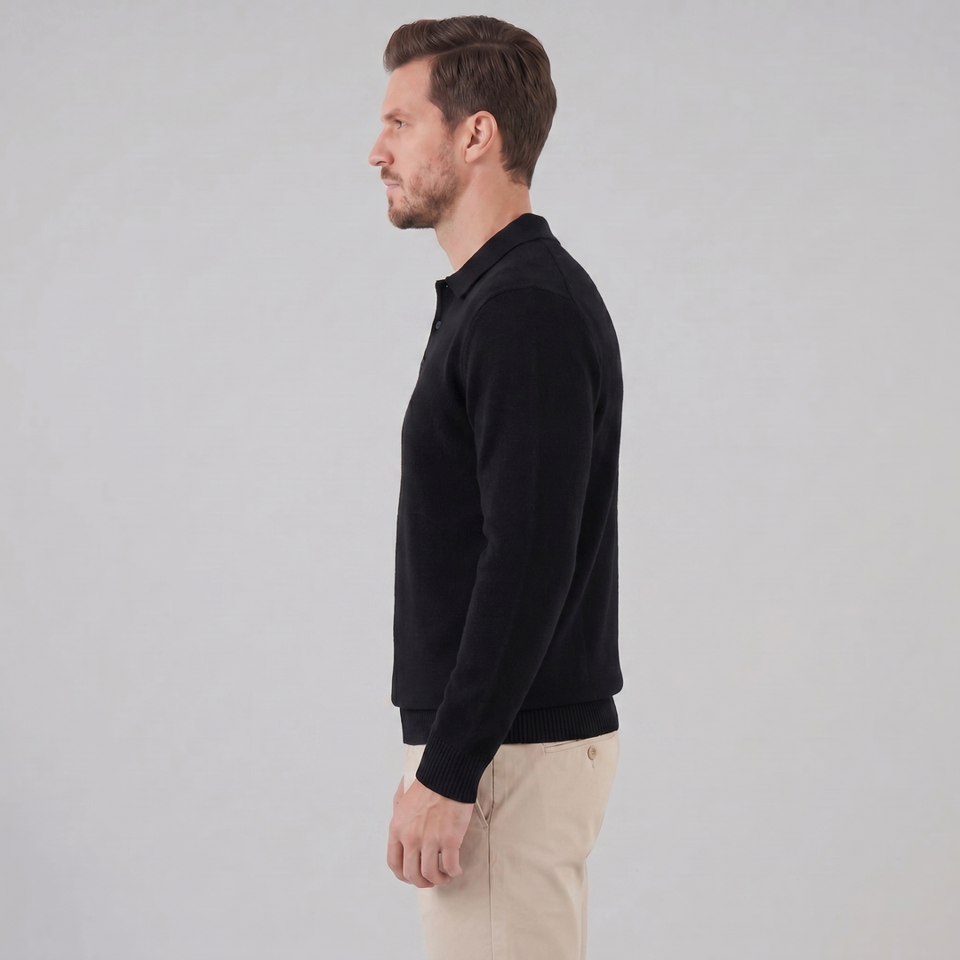 Parker | Relaxed Polo Sweater Men Long Sleeve Knit