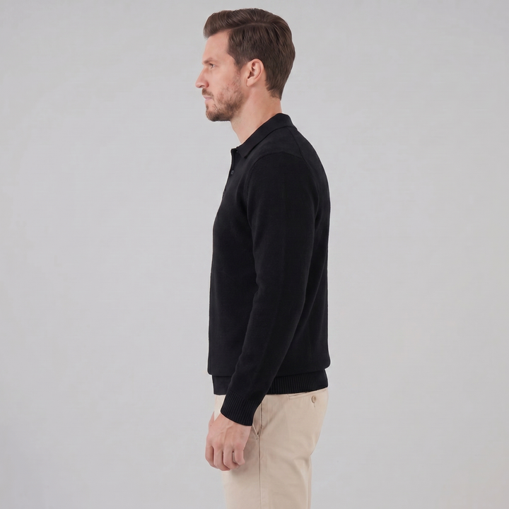 Parker | Relaxed Polo Sweater Men Long Sleeve Knit
