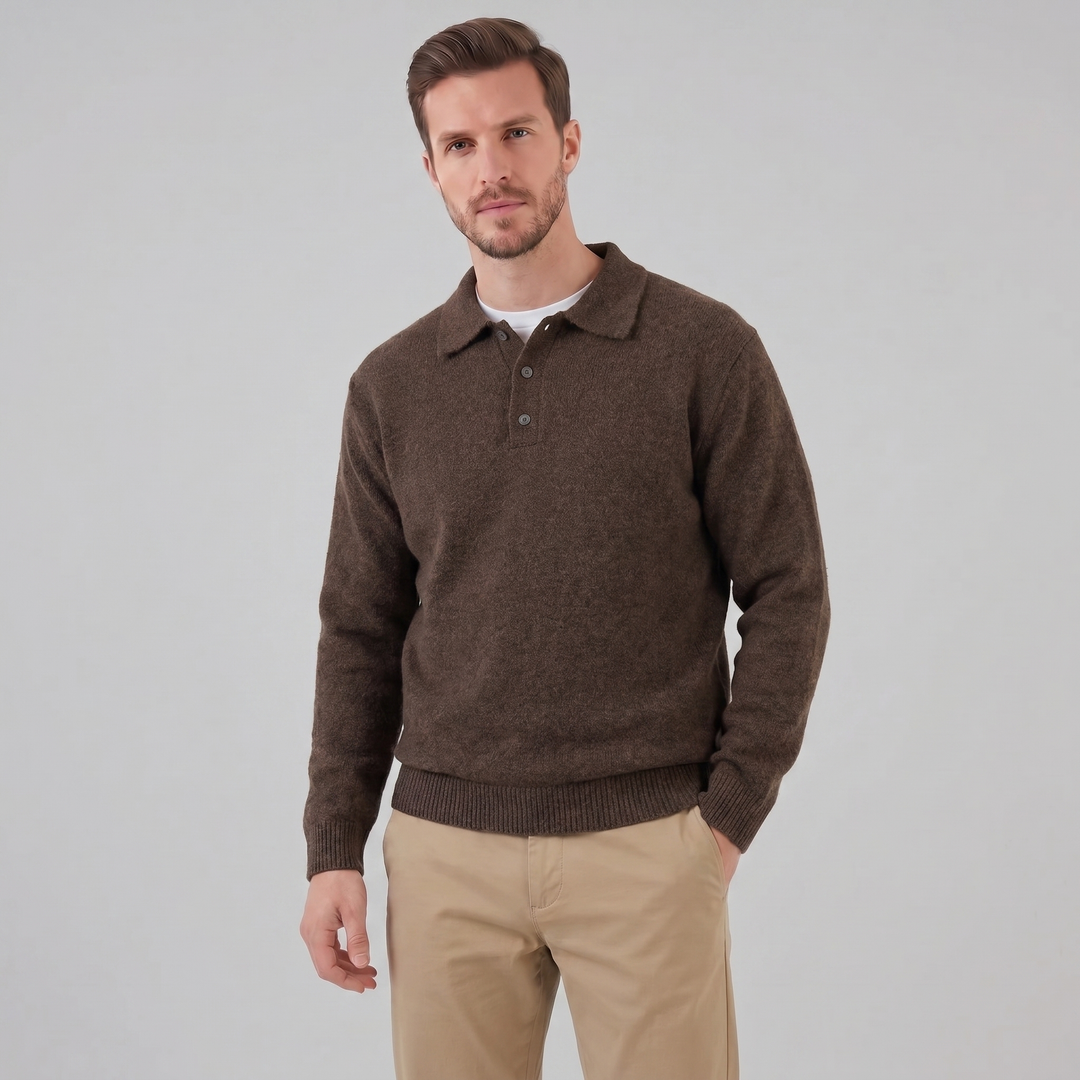 Parker | Relaxed Polo Sweater Men Long Sleeve Knit